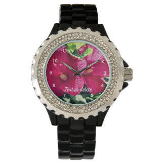Red Hibiscus Flower Pair Close Up Personalized  Watch