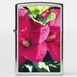 Red Hibiscus Flower Pair Close Up  Zippo Lighter