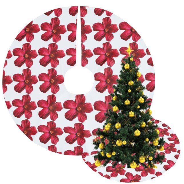 Red Hibiscus Flower Pattern Tree Skirt (Red Hibiscus Flower Pattern Tree Skirt)