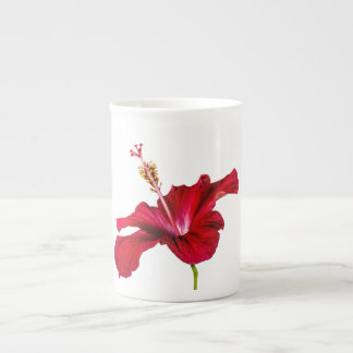 Red Hibiscus Flower Side View Bone China Mug