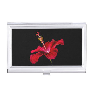 Red Hibiscus Flower Side View Business Card Case