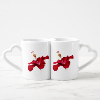 Red Hibiscus Flower Side View Coffee Mug Set
