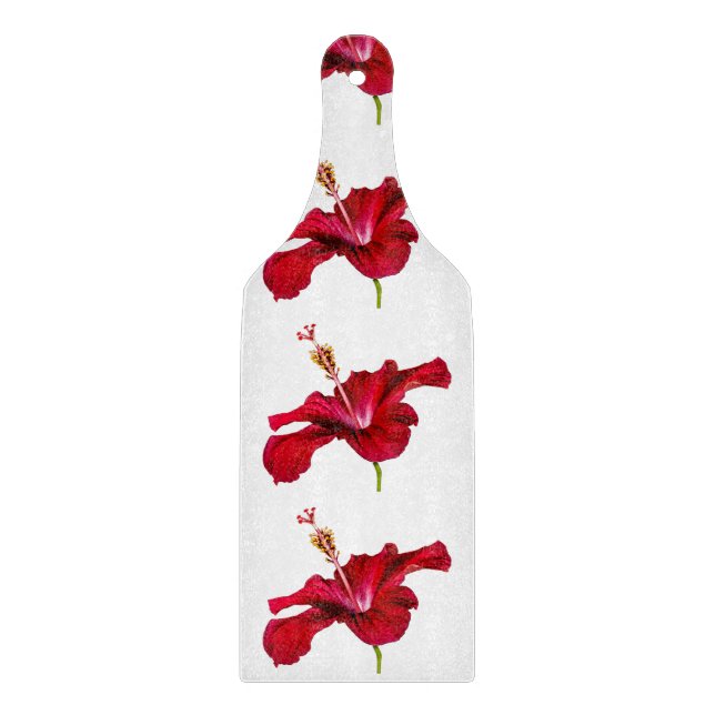 Red Hibiscus Flower Side View Cutting Board (Front)