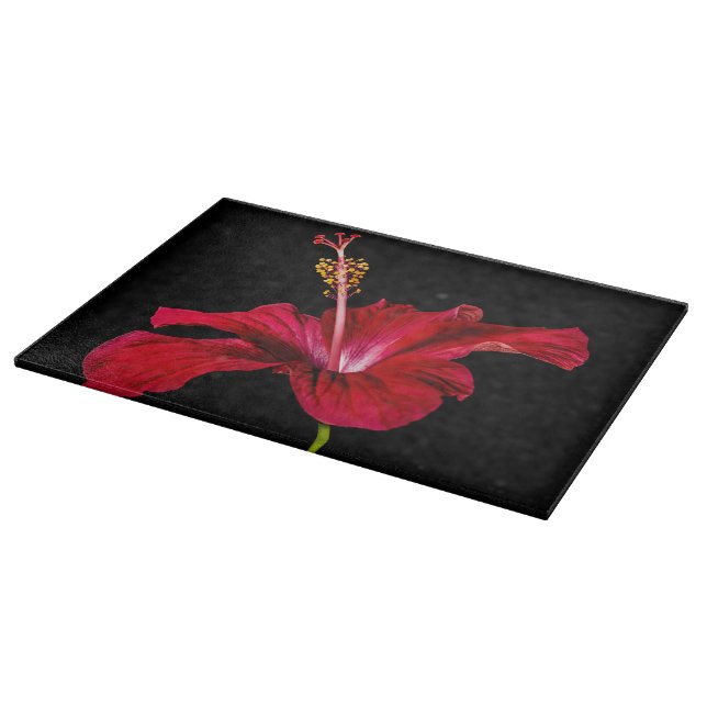 Red Hibiscus Flower Side View Cutting Board (Corner)