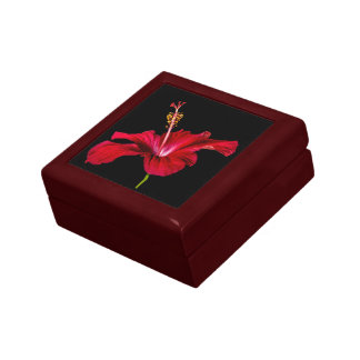 Red Hibiscus Flower Side View Keepsake Box