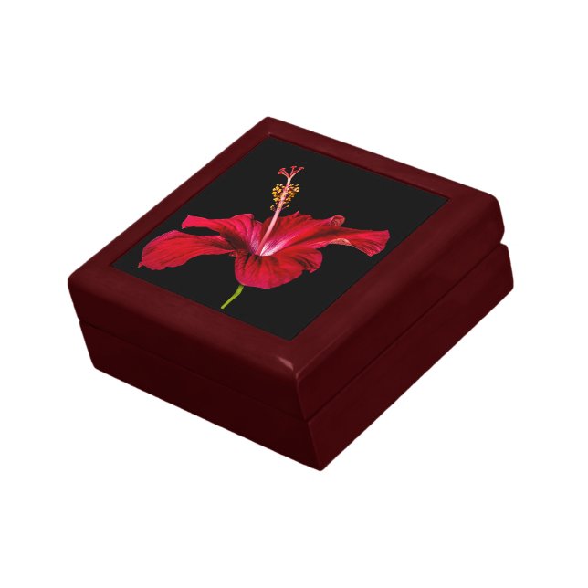 Red Hibiscus Flower Side View Keepsake Box (Side)