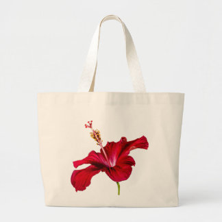 Red Hibiscus Flower Side View Large Tote Bag
