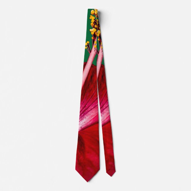 Red Hibiscus Flower Side View Neck Tie (Front)