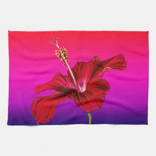 Red Hibiscus Flower Side View Towel