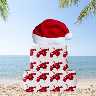 Red Hibiscus Flower Side View Wrapping Paper