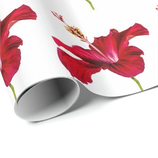 Red Hibiscus Flower Side View Wrapping Paper