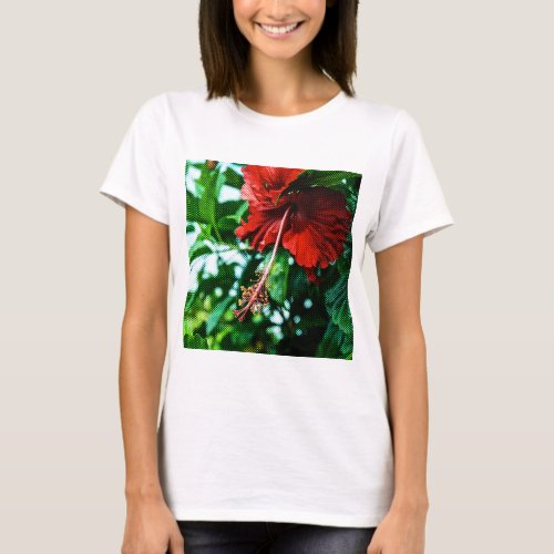 Red Hibiscus Flower T_Shirt