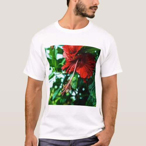 Red Hibiscus Flower T_Shirt