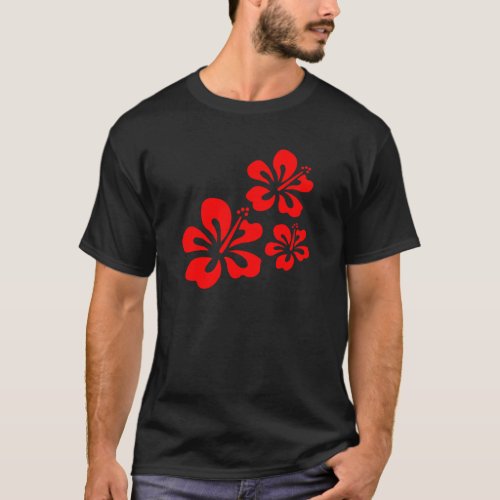 Red Hibiscus Flower T_Shirt