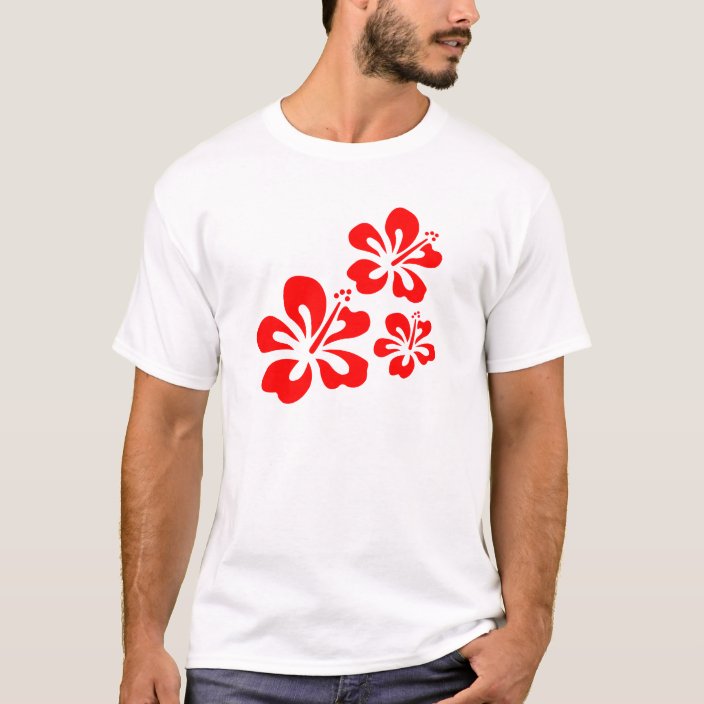 red hibiscus shirt