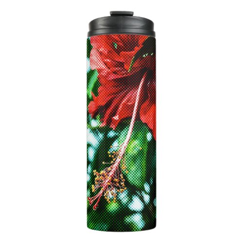 Red Hibiscus Flower Thermal Tumbler