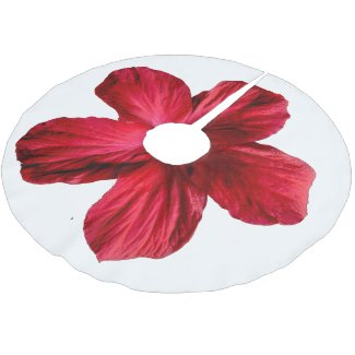 Red Hibiscus Flower Tree Skirt