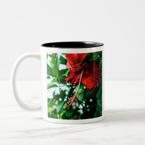 Red Hibiscus Flower Two_Tone Coffee Mug