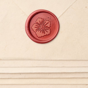 Red Hibiscus Flower Wedding Hawaii Tropical Wax Seal Sticker