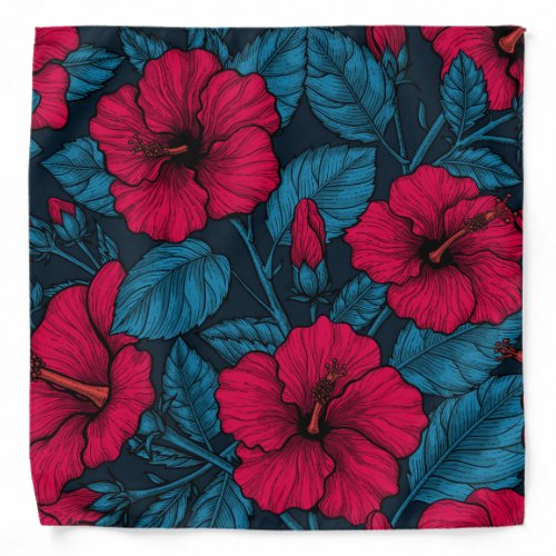 Red hibiscus flowers bandana