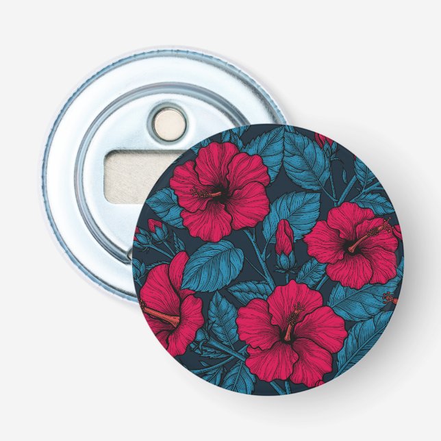Red hibiscus flowers bottle opener (Front)