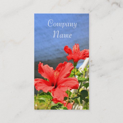 Customizable Red Hibiscus Flowers Business Cards