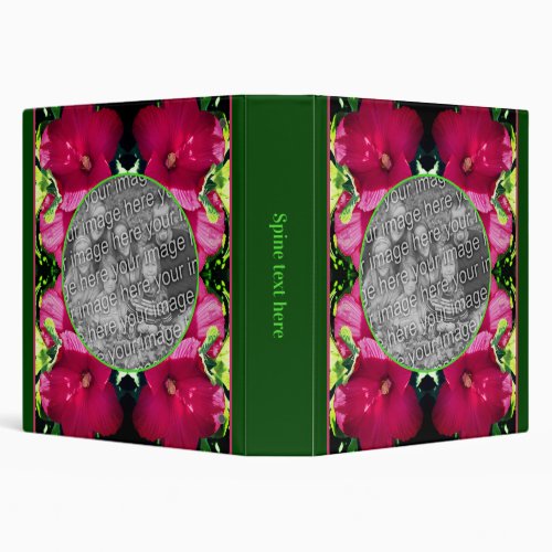 Red Hibiscus Flowers Frame Create Your Own Photo 3 Ring Binder