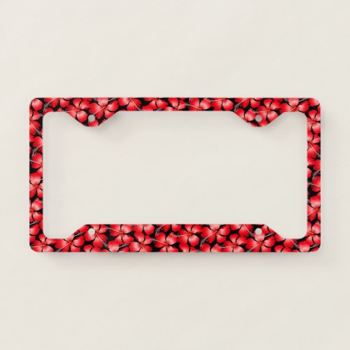 Red hibiscus flowers license plate frame