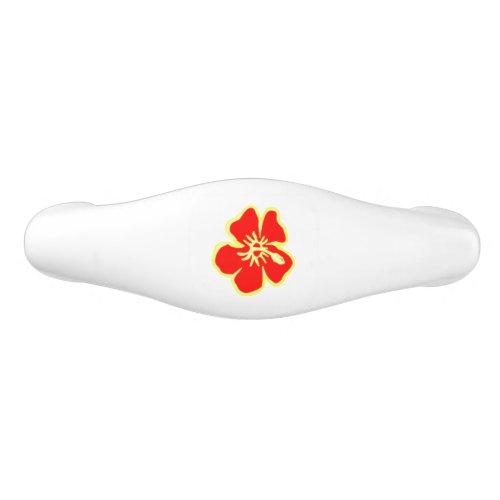 Red Hibiscus Flowers Tropical Hawaiian Drawer Pull