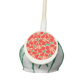 Red Hibiscus Flowers Tropical Hawaiian Luau Cake Pops by macdesigns2 at Zazzle