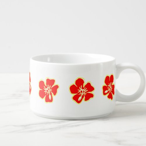 Red Hibiscus Flowers Tropical Hawaiian Luau Party Bowl