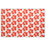 Red Hibiscus Flowers Tropical Hawaiian Luau Party Fabric