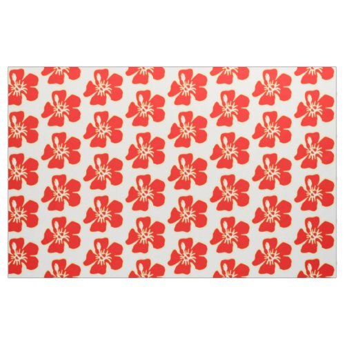 Red Hibiscus Flowers Tropical Hawaiian Luau Party Fabric