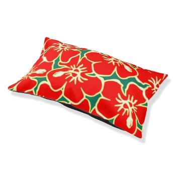 Red Hibiscus Flowers Tropical Hawaiian Luau Pet Bed by machomedesigns at Zazzle
