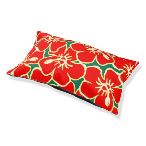 Red Hibiscus Flowers Tropical Hawaiian Luau Pet Bed