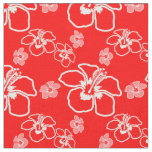 Red Hibiscus Hawaiian Fabric