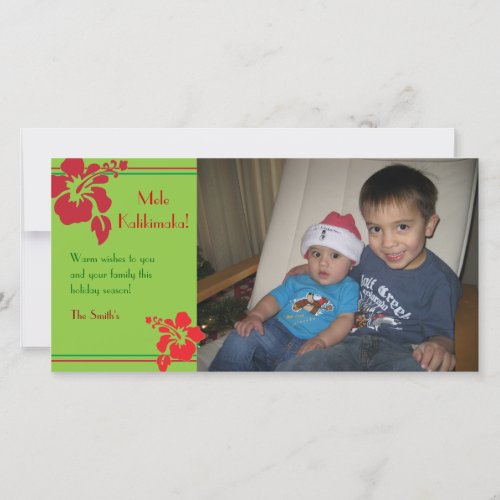 Red Hibiscus Holiday Christmas Photo Card
