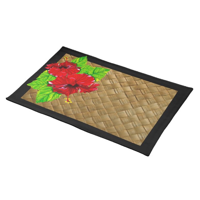 Red Hibiscus Illustration Placemats