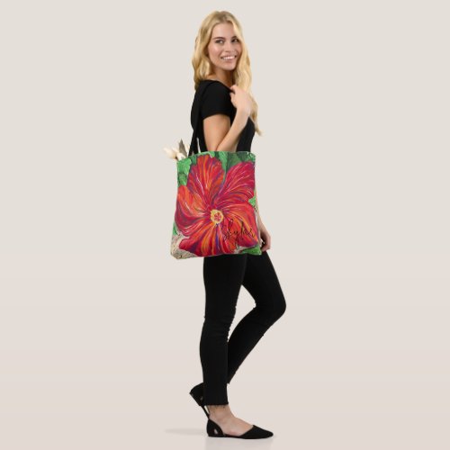 Red Hibiscus in the Park Colorful Tote Bag