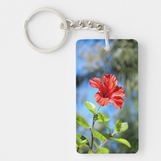 Red Hibiscus Keychain (Front)