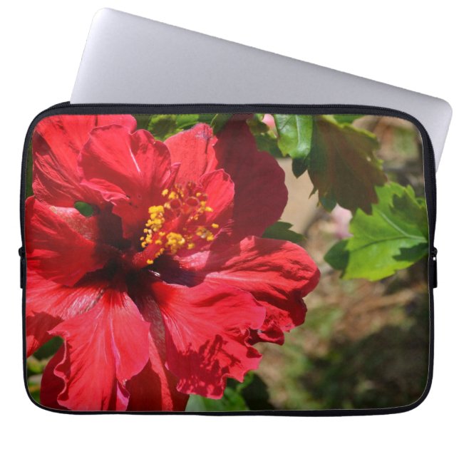 Red Hibiscus Laptop Computer Sleeve (Front)