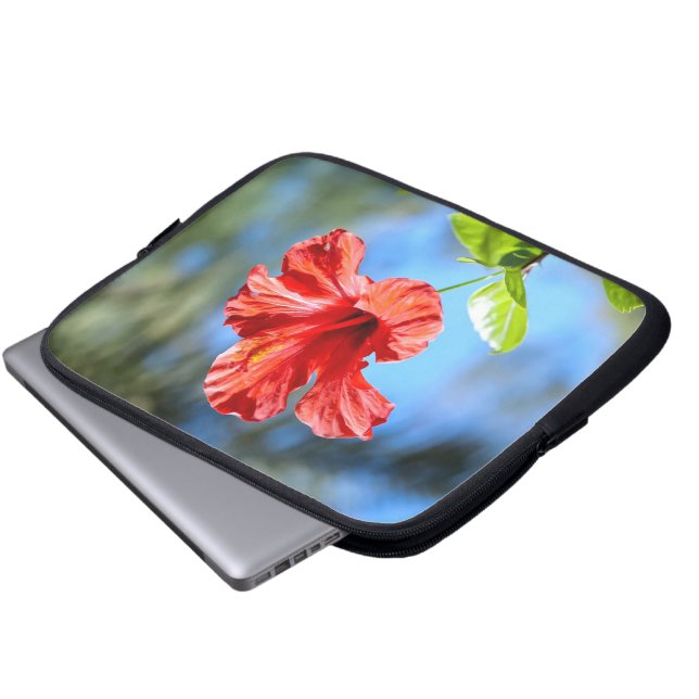 Red Hibiscus Laptop Sleeve (Front Bottom)