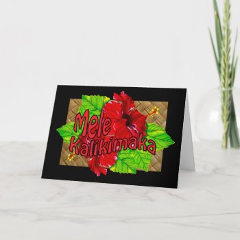 Red Hibiscus Mele Kalikimaka Card by MoonArtandDesigns at Zazzle