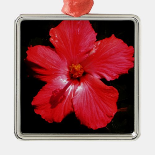 Red Hibiscus Metal Ornament