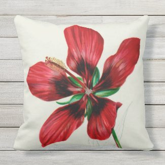 Red Hibiscus Outdoor Pillow 20" x 20"