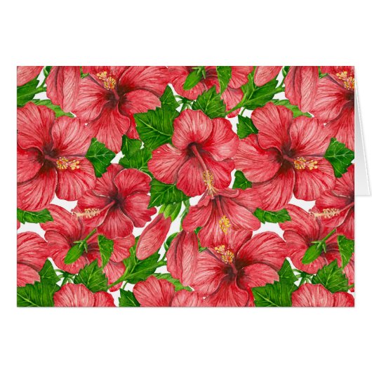 Red hibiscus pattern II Cards (Front Horizontal)