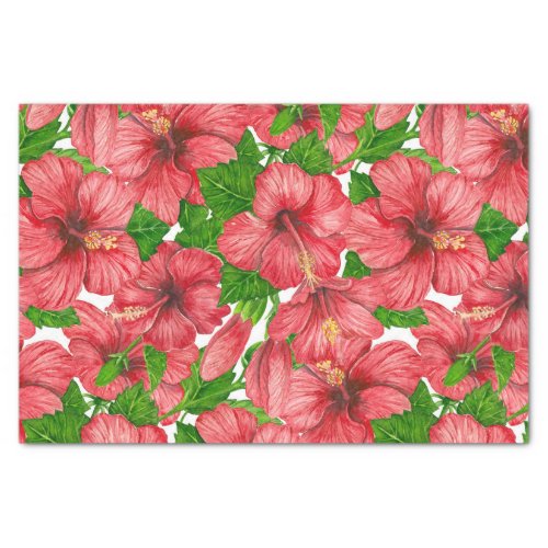 Red hibiscus pattern II Tissue Paper