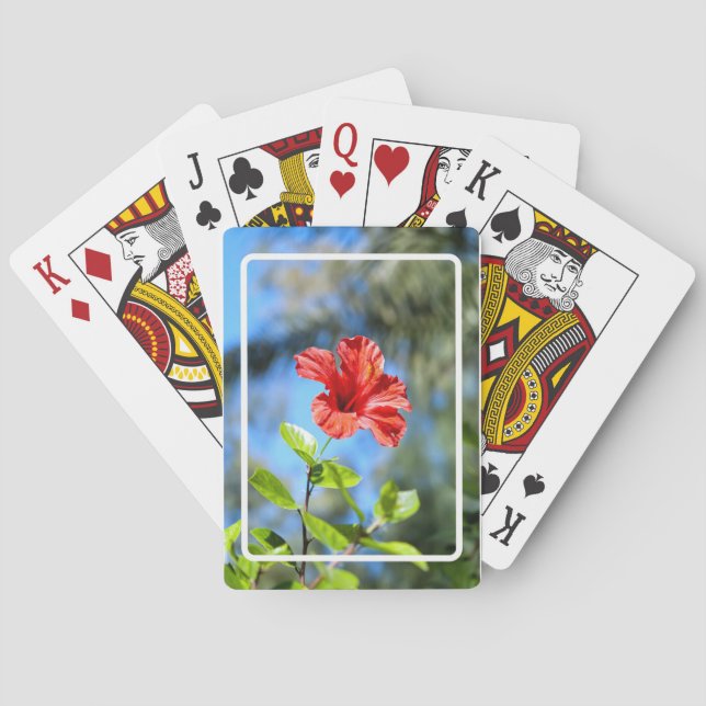 Red Hibiscus Poker Cards (Back)