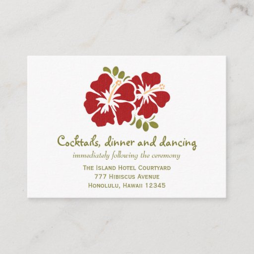 Customizable Red Hibiscus Reception Enclosure Cards Business Card