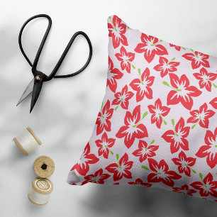 Red Hibiscus, Red Flowers, Pattern Of Flowers Accent Pillow